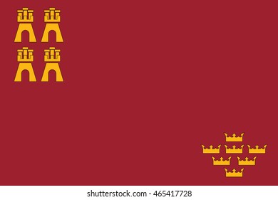 Flag of Murcia autonomous communities of Spain. Vector illustration.