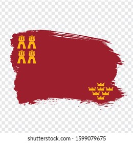 Flag of Murcia brush strokes. Flag Autonomous Community Murcia of Spain on transparent background for your web site design, logo, app, UI. Kingdom of Spain. Stock vector.  EPS10.