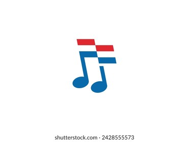 flag with musical notes logo. love music sound recording studio symbol icon design