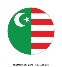Flag of Mwali sultanate. Circular icon on white background, vector illustration.