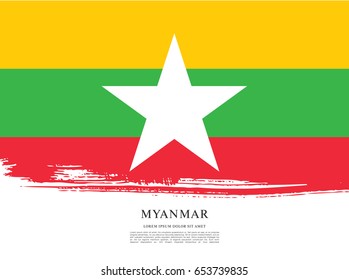 Flag of Myanmar, brush stroke background