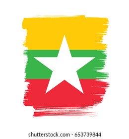 Flag of Myanmar, brush stroke background
