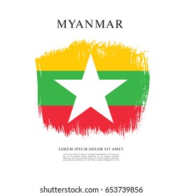 Flag of Myanmar, brush stroke background