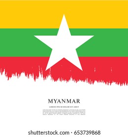 Flag of Myanmar, brush stroke background