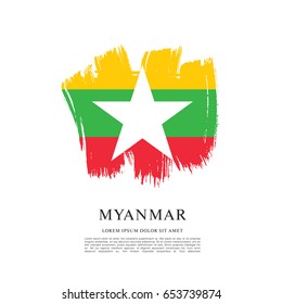 Flag of Myanmar, brush stroke background