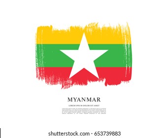Flag of Myanmar, brush stroke background