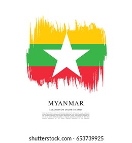 Flag of Myanmar, brush stroke background