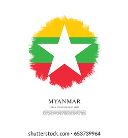 Flag of Myanmar, brush stroke background