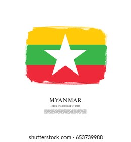 Flag of Myanmar, brush stroke background