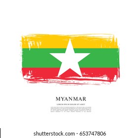 Flag of Myanmar, brush stroke background