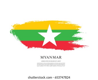 Flag of Myanmar, brush stroke background