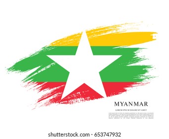 Flag of Myanmar, brush stroke background