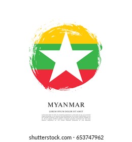 Flag of Myanmar, brush stroke background