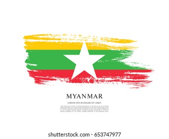 Flag of Myanmar, brush stroke background