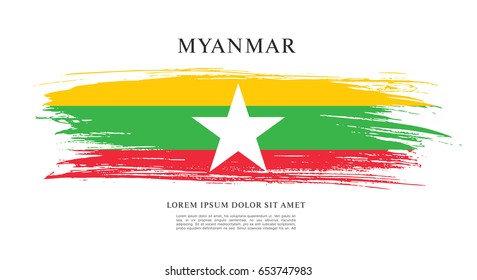 Flag of Myanmar, brush stroke background