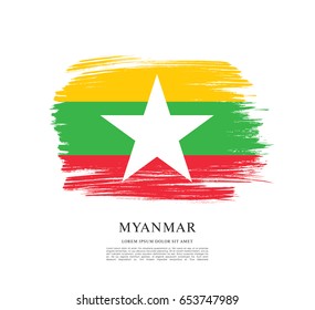 Flag of Myanmar, brush stroke background