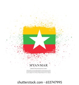 Flag of Myanmar, brush stroke background