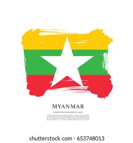 Flag of Myanmar, brush stroke background