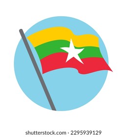 Flag Myanmar flying waving. Vector image