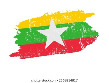 Flag of myanmar in grunge style - vector icon