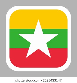 The flag of Myanmar. Flag icon. Standard color. flat vector square with rounded corners. Computer illustration. Digital illustration. Vector illustration