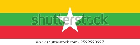 Flag of Myanmar. Myanmar flag long banner digital vector illustration