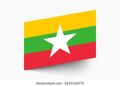 Flag of Myanmar. Myanmar flag official colors tilted icon digital vector illustration design.
