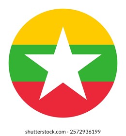 Flag of Myanmar round shape, national symbol