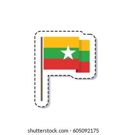 flag of Myanmar, sticker. isolated on white background. vector illustration
