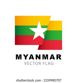 Flagge von Myanmar. Vektorgrafik einzeln auf weißem Hintergrund. Farbiges Logo der Flagge von Myanmar.