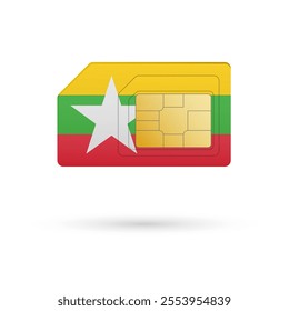 Flag of Myanmar. Vector illustration of SIM Card with flag on white background