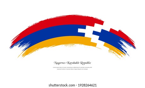 Flag of Nagorno-Karabakh Republic in grunge style stain brush with waving effect on isolated white background