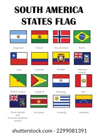 Flag with names of South America states, 