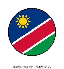 Flag of Namibia. Black edge. Namibia circle flag logo icon computer vector illustration design.