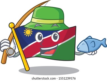 flag namibia cartoon with the fishing shape