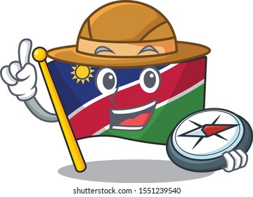 flag namibia cartoon with the holding compass shape