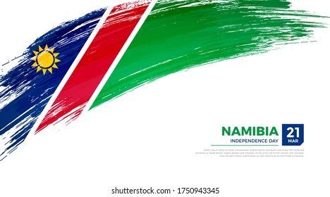 Bandera del país de Namibia. Feliz Día de la Independencia de Namibia de fondo con grunge ilustración de la bandera de brocha