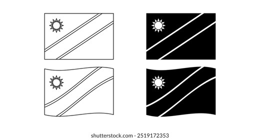 Flag of Namibia icon set isolated on white background