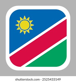 The flag of Namibia. Flag icon. Standard color. flat vector square with rounded corners. Computer illustration. Digital illustration. Vector illustration