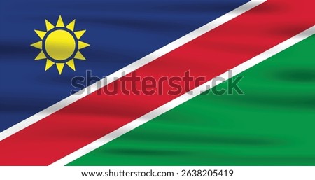 Flag of Namibia. Flag icon. Standard colors. Standard sizes. Rectangular flag. Computer illustration. Vector illustration