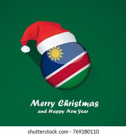 Flag of namibia. Merry Christmas and happy new year background design with glossy round Flag of namibia. vector illustration.