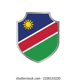 Flag of Namibia with metal shield frame