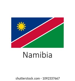 Flag of Namibia with name icon. Official colors and proportion correctly. National Namibia Flag vector. Namibia Flag vector illustration. National Namibia Flag vector