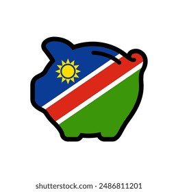 Flag of Namibia, piggy bank icon, vector symbol.