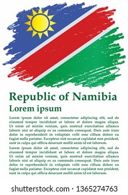 Flag of Namibia, Republic of Namibia. Template for award design, an official document with the flag of Namibia. Bright, colorful vector illustration.