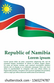 Flag of Namibia, Republic of Namibia. Template for award design, an official document with the flag of Namibia. Bright, colorful vector illustration.