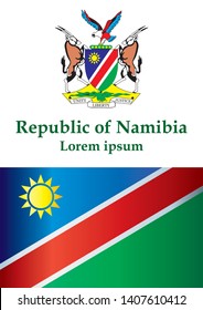 Flag of Namibia, Republic of Namibia. Template for award design, an official document with the flag of Namibia. Bright, colorful vector illustration.