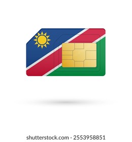 Flag of Namibia. Vector illustration of SIM Card with flag on white background