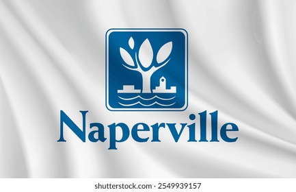 Flag of Naperville, Illinois, USA. Realistic waving flag of Napervillee vector background.