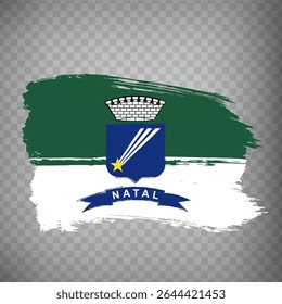 Bandeira de Natal é a cidade do Brasil de pinceladas. Bandeira de Natal no fundo transparente para o design do seu site, app, UI.  EPS10